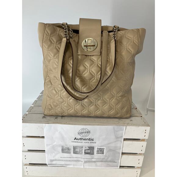KATE SPADE LARGE QUILTED SMOOTH LEATHER SHOULDER BAG ASIS - Picture 1 of 16